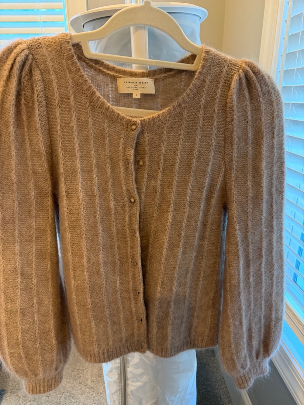 Sezane Amance Cardigan in Light Beige